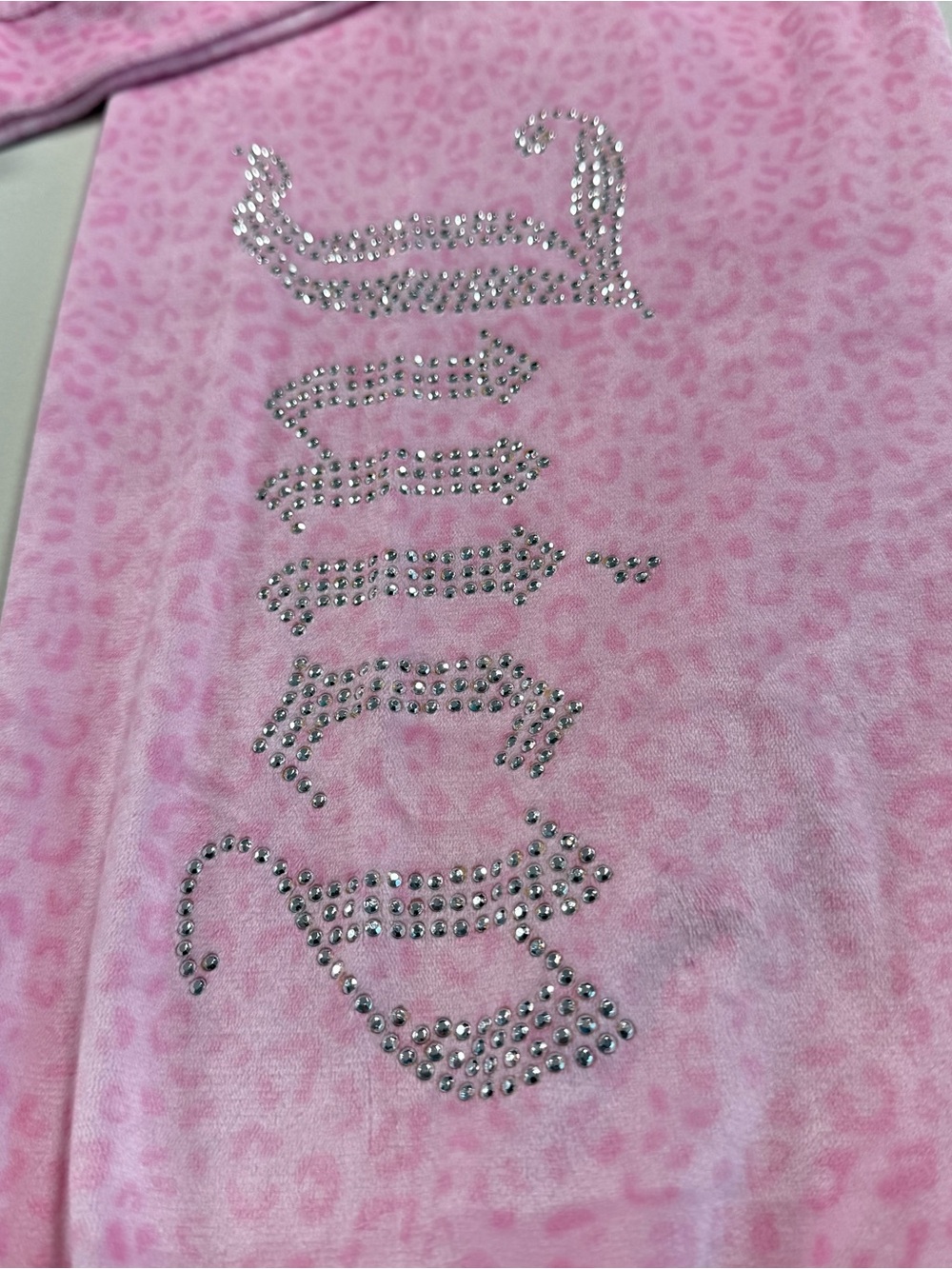 Juicy Couture Pink Leopard Velour PJs Pajamas Loungewear Rhinestone Y2K XL - Picture 4 of 13